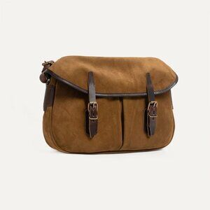 French Crafted Full Leather Fisherman's Musette Bag Tobacco